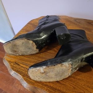 Black Chanel side zip booties